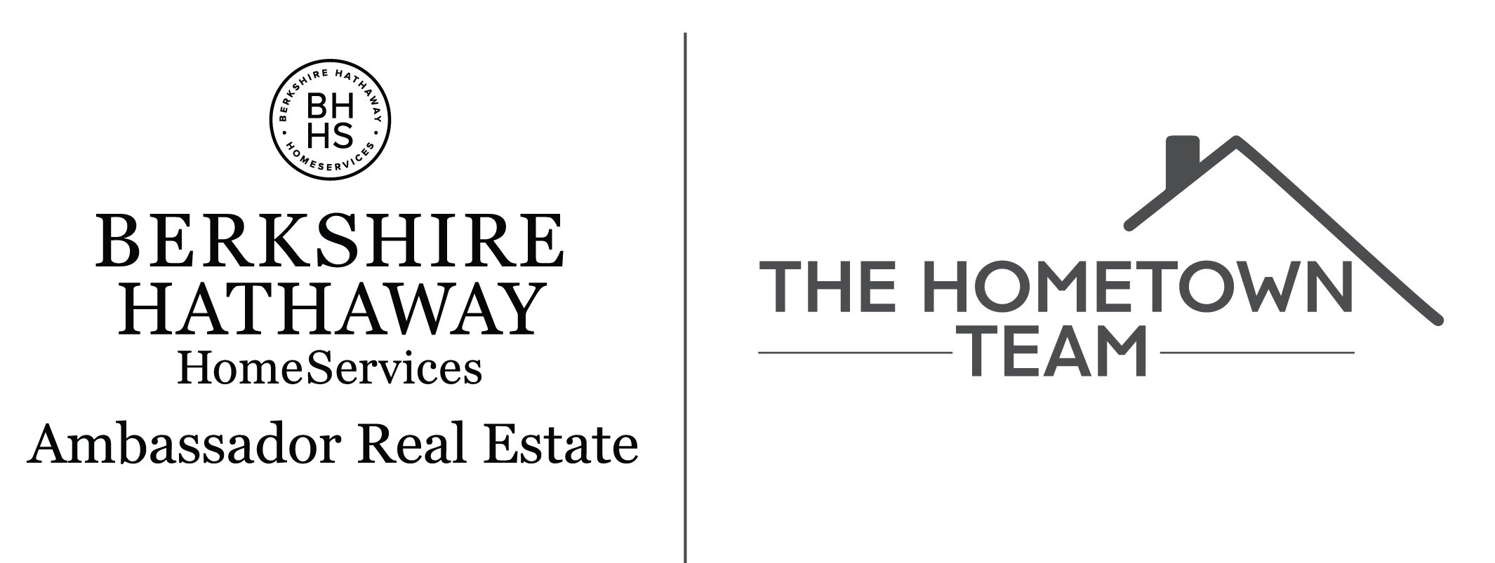 berkshire hathaway homeservices ambassador real estate and the hometown team logo